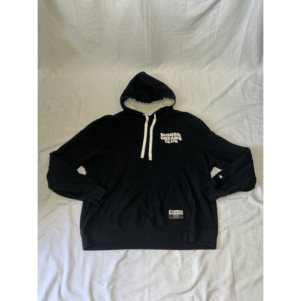 Champion Mens Black & White Hooded Pullover Sweatshirt Hoodie 2XL Cotton Blend